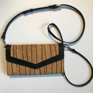 Queork cork and leather wallet with detachable leather crossbody strap
